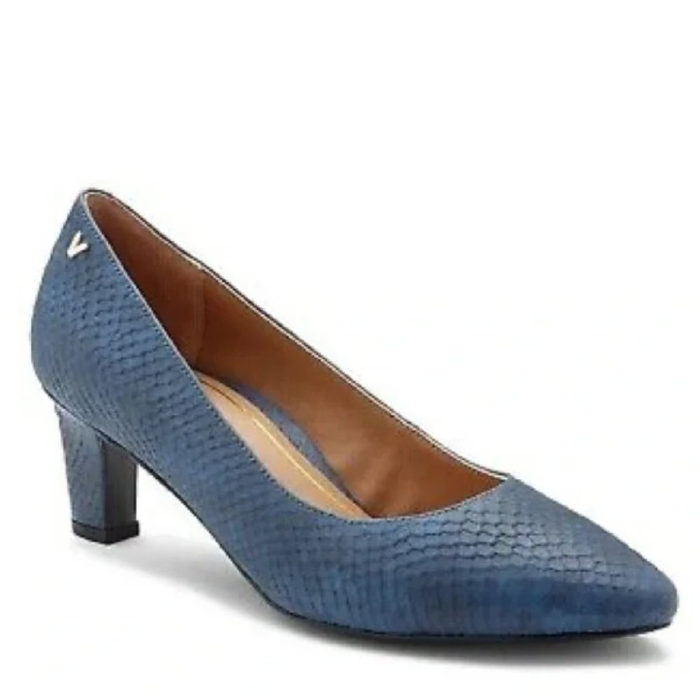 Vionic Women's Mia Block Heel Pump Snake Print Leather Size 7